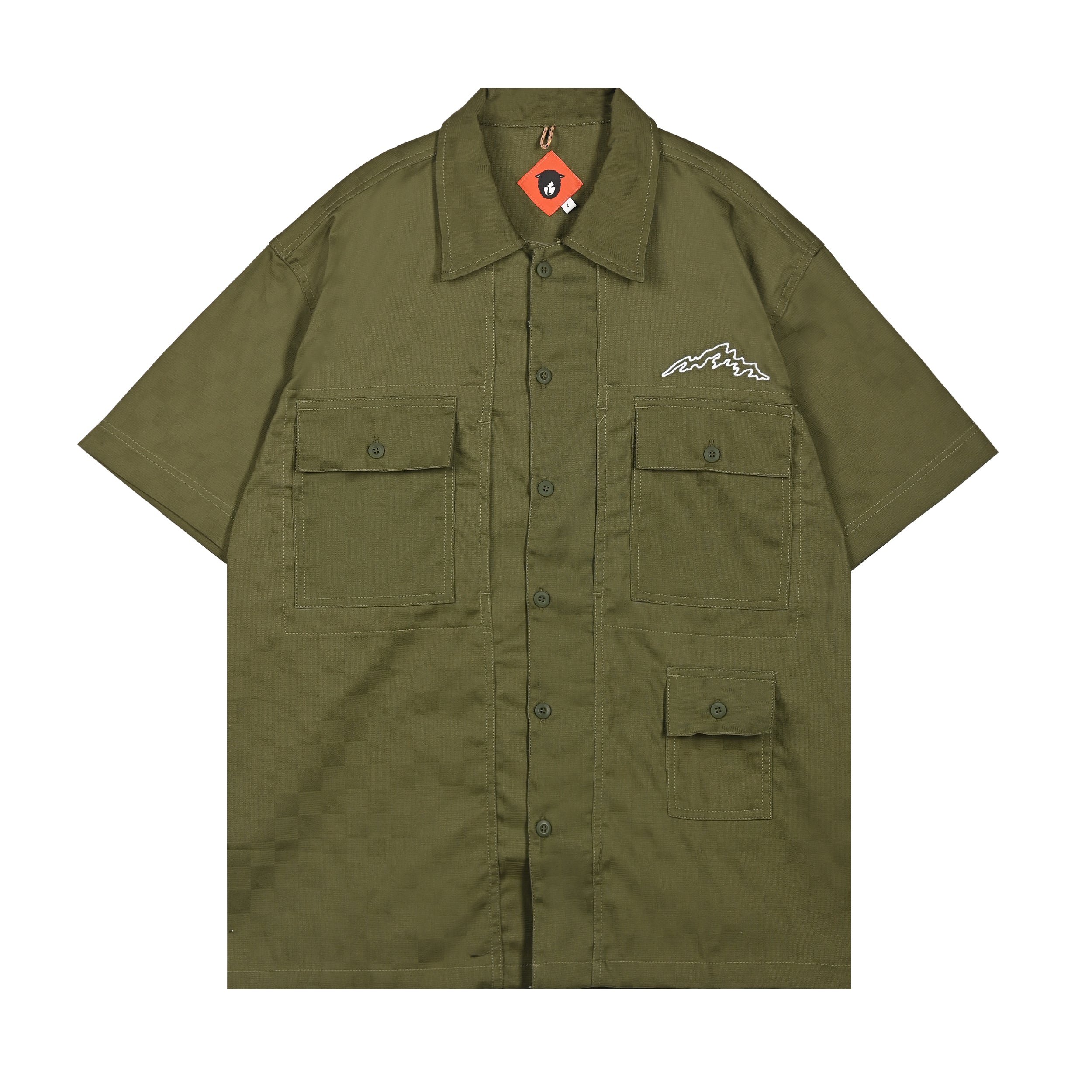 Hugo Shirt Grid Pattern Olive