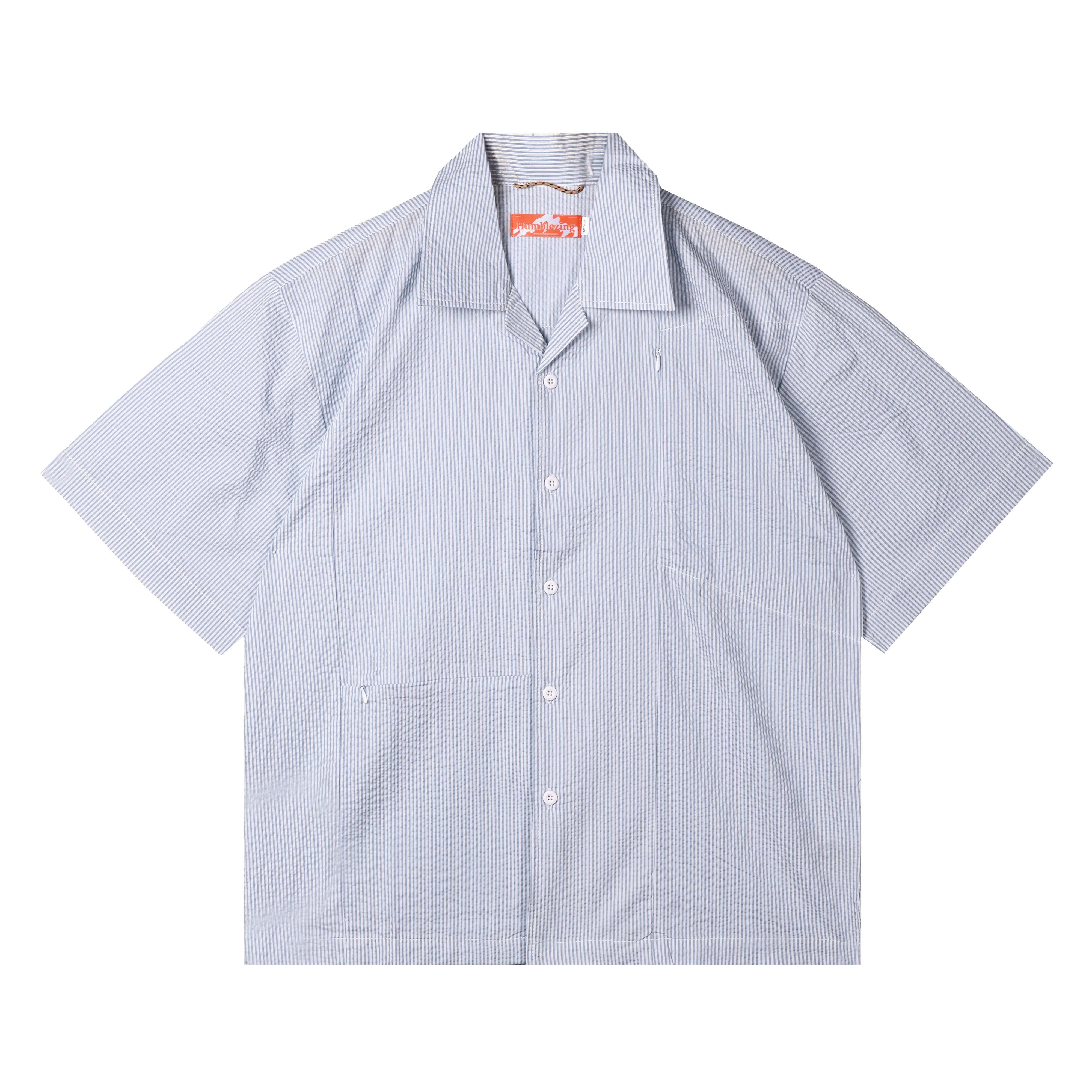 Blaise Seersucker Shirt Stripe Gray