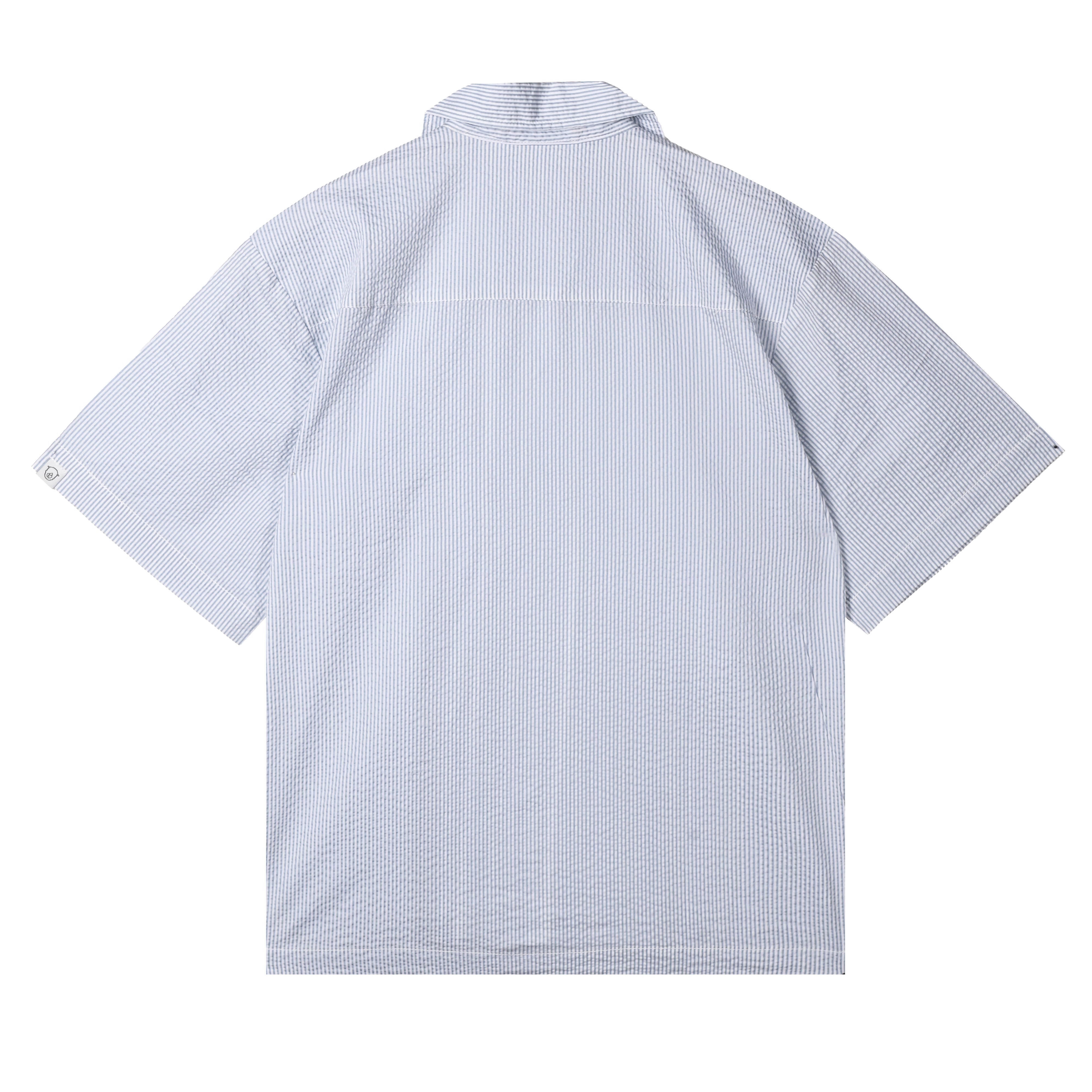 Blaise Seersucker Shirt Stripe Gray