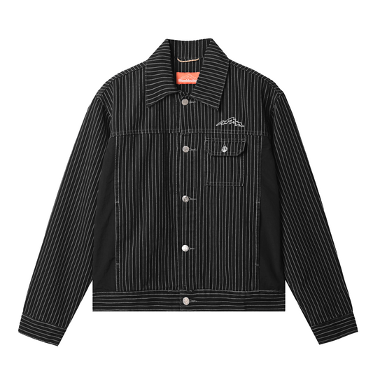 Swath Trucker Jacket Denim Black Stripes