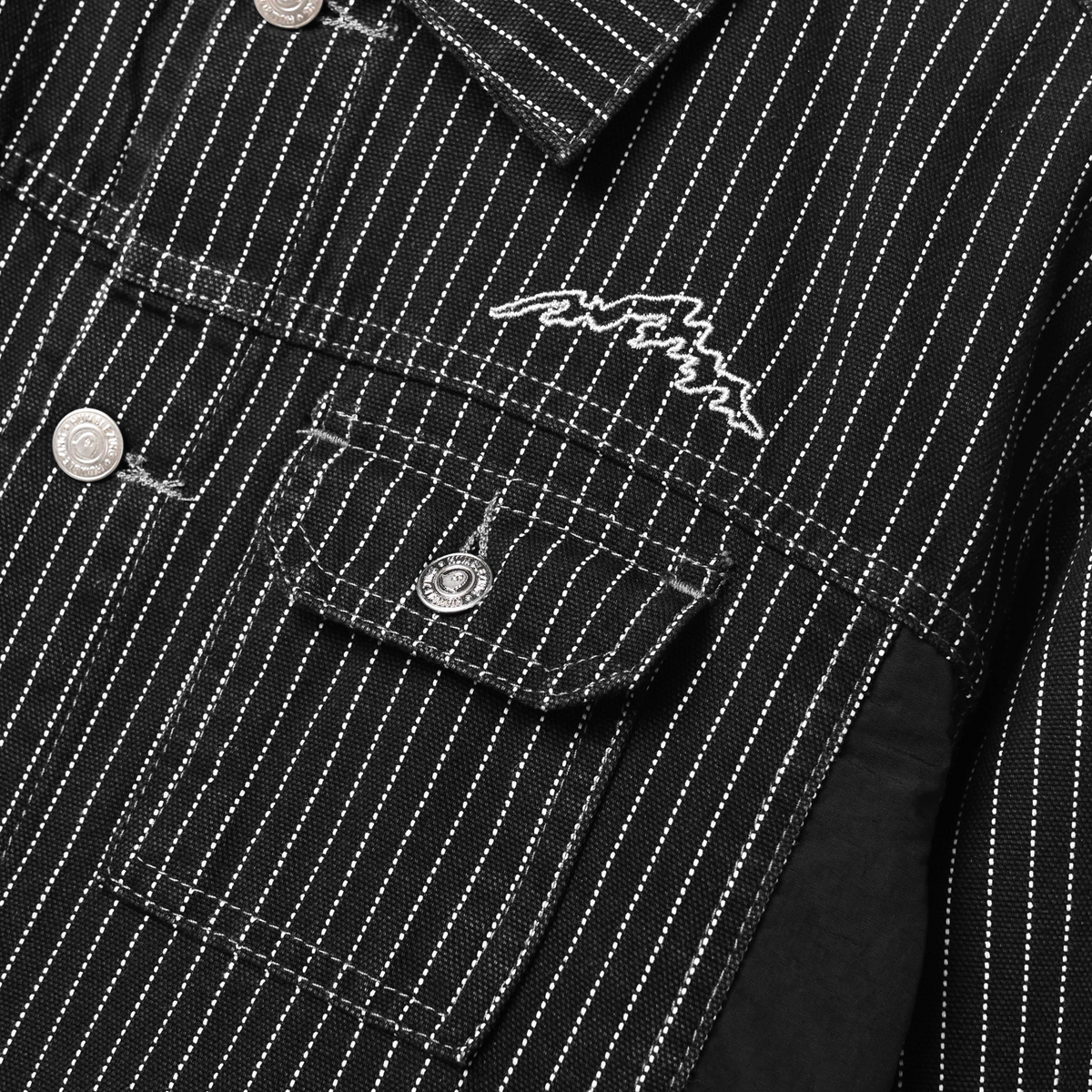 Swath Trucker Jacket Denim Black Stripes
