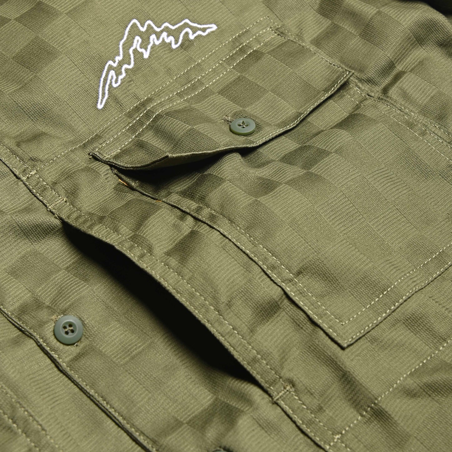 Hugo Shirt Grid Pattern Olive