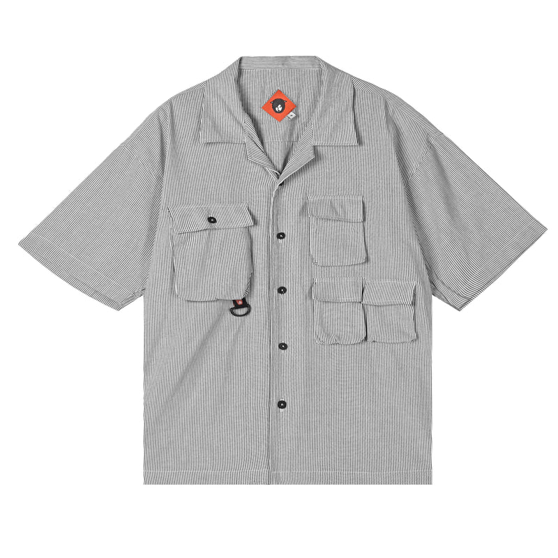 Safari Utility Shirt Stripe Black