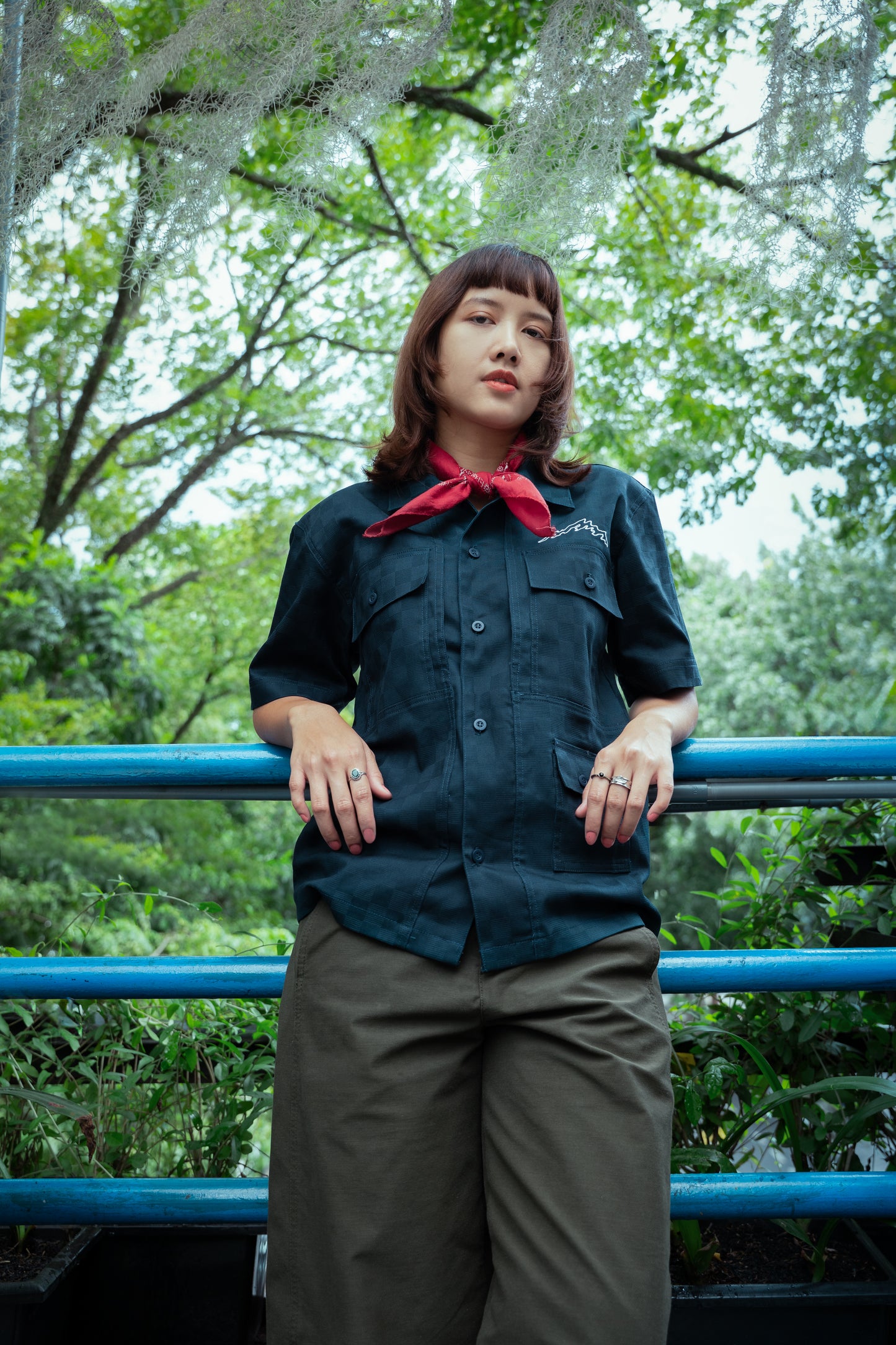 Hugo Shirt Grid Pattern Navy